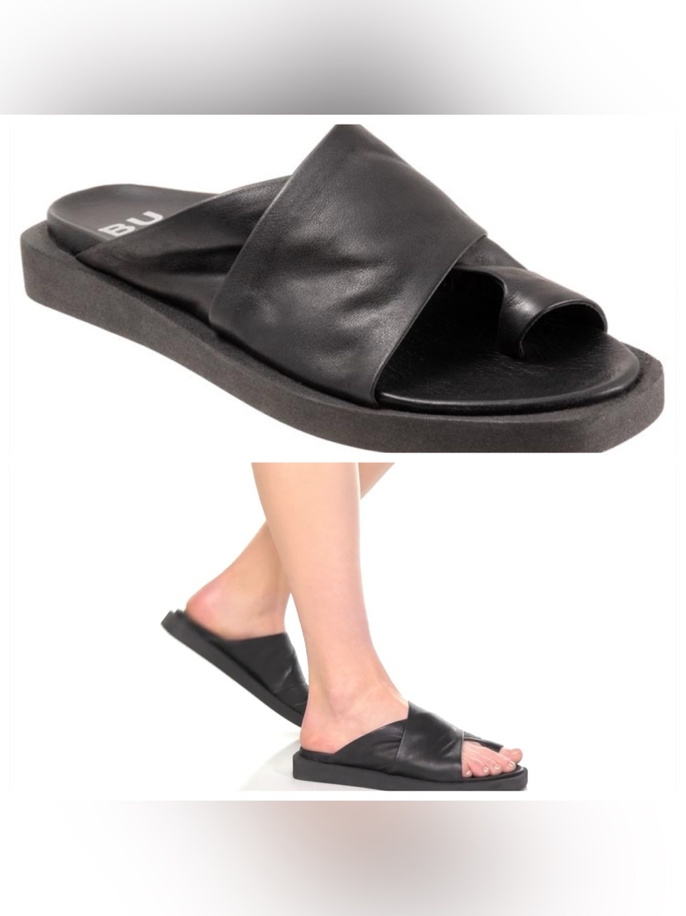 BUENO Jerika Black Toe-Ring Sandal, Sz EU41/ US 9.5-10M